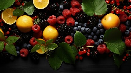 Fototapeta na wymiar Artistic arrangement of various fresh fruits