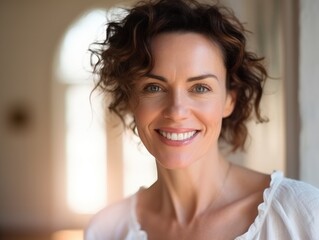 Beautiful middle-aged women smile. Generative AI