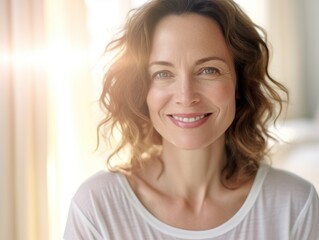 Fototapeta premium Beautiful middle-aged women smile. Generative AI