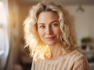 Fototapeta premium Beautiful middle-aged women smile. Generative AI