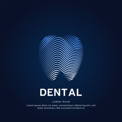 Human tooth medical structure. simple line art tooth logo design vector illustration on dark background. dental care logo vector template suitable for organization, company, or community. EPS 10