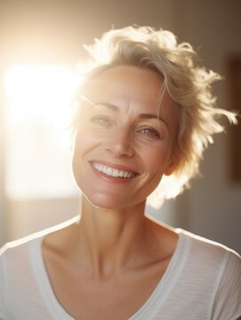 Beautiful middle-aged women smile. 