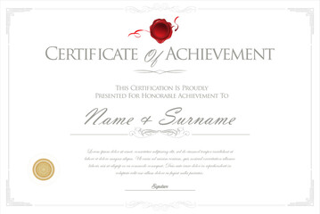 Certificate or diploma retro vintage design vector template  