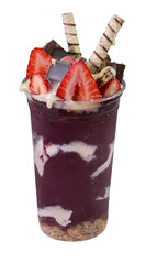 Brazilian frozen açaí in a plastic cup