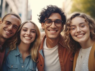 Obraz premium Friendship Day. Happy friends is smilling