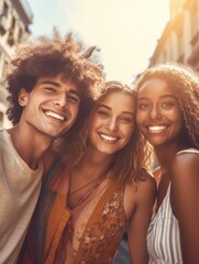 Fototapeta premium Fostering Strong Bonds: Celebrating Friendship Day with Smiling Friends