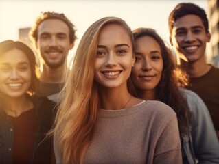 Obraz premium Friendship Day. Happy friends is smilling. Generative AI