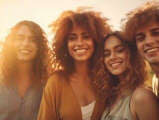 Fototapeta premium Friendship Day. Happy friends is smilling. Generative AI