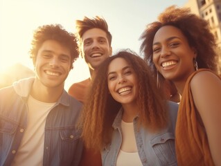 Obraz premium Friendship Day. Happy friends is smilling. Generative AI