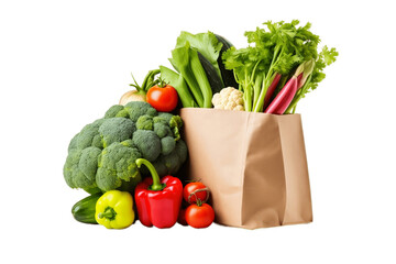 Isolated Vegetables in a Paper Bag Transparent Background. Generative Ai