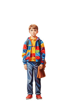 Back to school: Happy Caucasian boy, backpack, first day
| Transparent Background | Generative AI