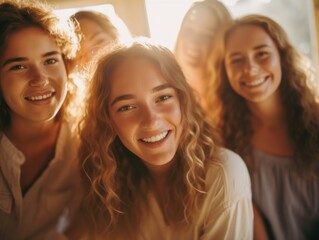 Fototapeta premium Friendship Day. Happy friends is smilling. Generative AI