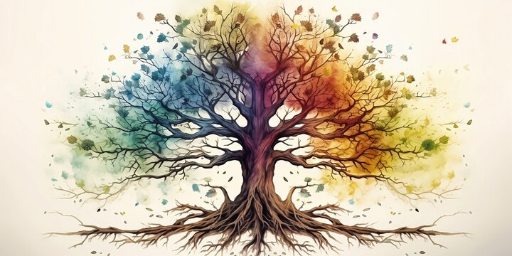 Tree of life with the roots. ai generated.