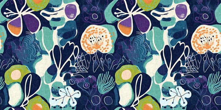 Modern fun pattern clash fabric border print for summer beach textile designs with a linen cotton effect. Seamless trendy repeat edging trim banner background