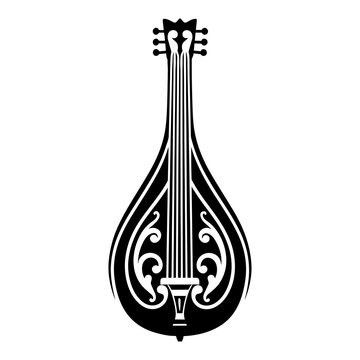 Lute sting instrument logo svg vector black silhouette