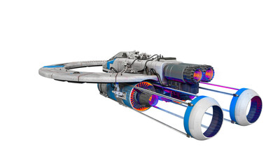 spaceship cool view on white background © DM7