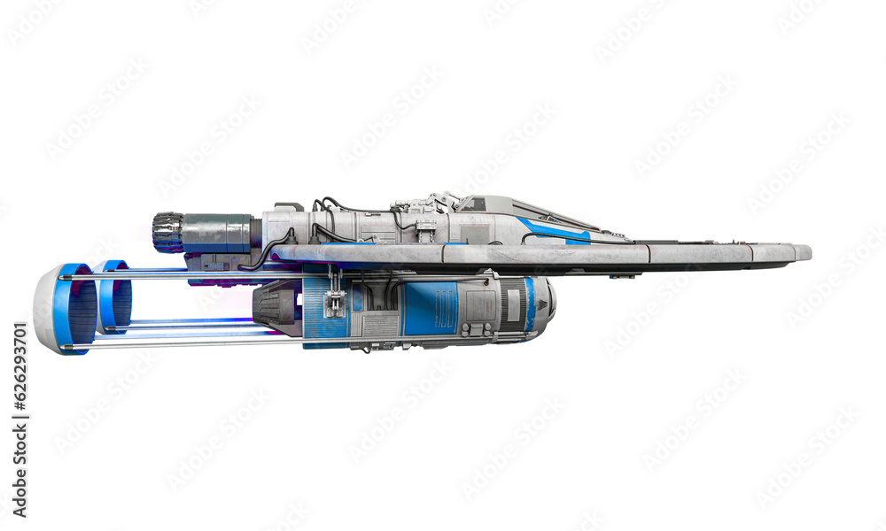Wall mural spaceship on white background side view