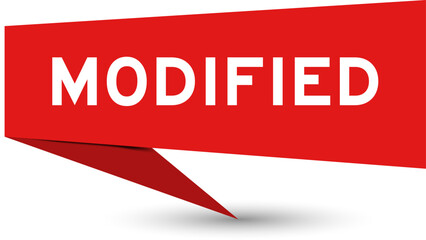 Red color speech banner with word modified on white background