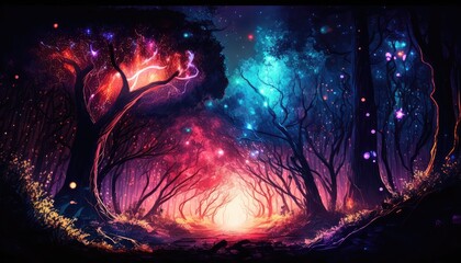 magical space forest fantasy wallpaper experience moonlit dreams generative ai
