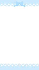 16:9 ハートレースとリボンのシンプルフレーム★PNG