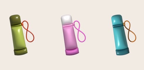3d illustration camping equipment design ,Container water bottles for sport
