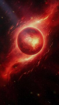Travelling through dense starfield in outer space. Abstract mist.  Vertical footage in 916 ratio. Smartphone and social media ready