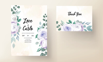 Fototapeta na wymiar beautiful roses flower watercolor wedding invitation 