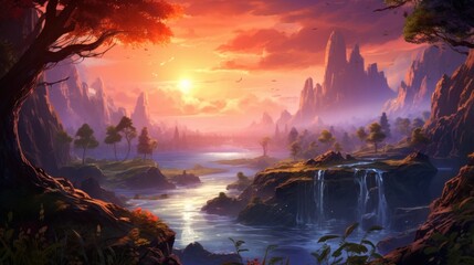Fototapeta premium Fantasy Landscape Game Art