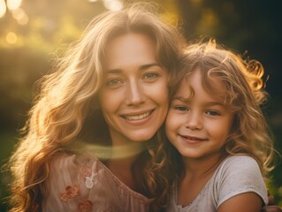 Obraz premium Happy Mother's Day. Mather and daughter smiling happily. 