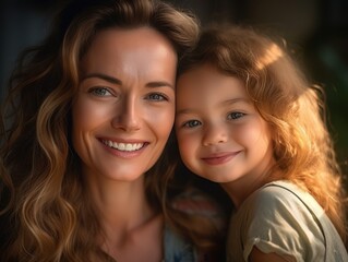 Fototapeta premium Happy Mother's Day. Mather and daughter smiling happily. 