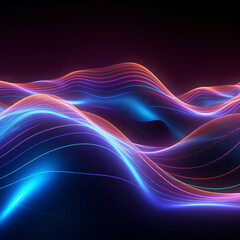 Fototapeta na wymiar Dark abstract background with a neon glowing abstract waves, abstract background for wallpaper created with AI 