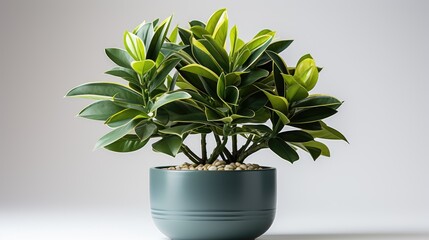 green plant in a pot on a white background generated by AI