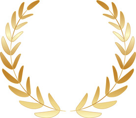 Golden Laurel. Luxury Gold Label. Glossy Metal Badge. Golden Element.