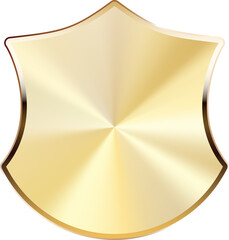 Golden Shield. Luxury Gold Label. Glossy Metal Badge. Blank Golden Shield.