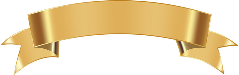 Golden Ribbon. Luxury Gold Label. Glossy Metal Badge. Golden Element.