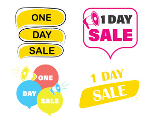 The concept of online shopping. One day sale stickers