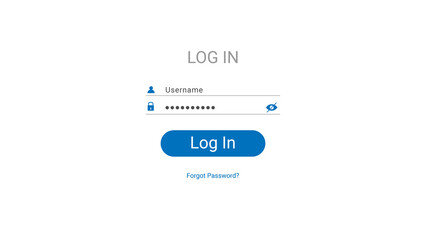 Login screen on the computer. Password entry field, password characters in the form of dots, text forgot password.