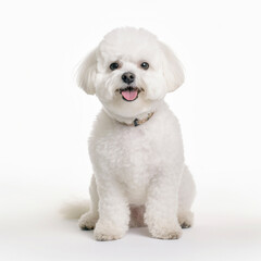 Obraz premium ビションフリーゼ 白背景 AI生成画像 ジェネレーティブAI