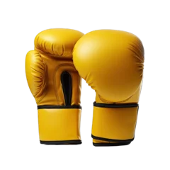 Fotobehang A pair of yellow boxing gloves on a white background © lupacoarts