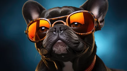 Fotobehang Dog with glasses generated by AI © DigitalMuseCreations
