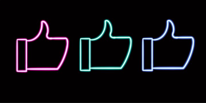 like neon icon glowing desktop icon, neon sticker, heand neon figure, glowing figure, neon geometrical figures 