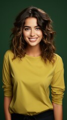 Fototapeta premium Girl on green background generated by AI