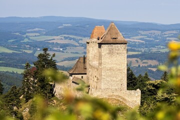 Fototapeta premium Kašperk Castle in the Šumava foothills near the town of Kašperské hory is protected as a cultural monument.