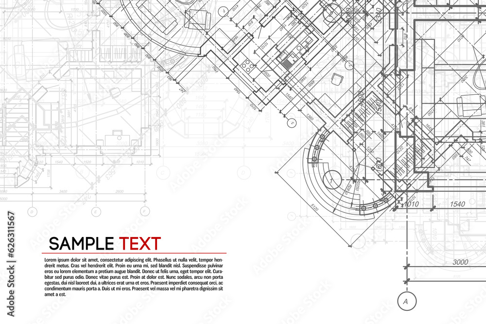 Wall mural architectural background. building construct plan. interior design sketch draw. home floor architect