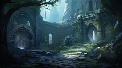 Naklejka premium Fantasy Ruins Artwork