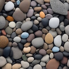 Background multicolored sea pebbles. Illustration generated ai