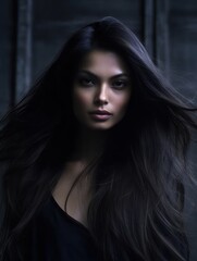 Fototapeta premium Beautiful model woman with long hairstyle. Care and beauty hair products