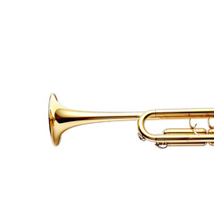 Plakat A shiny brass trumpet on a minimalist white background
