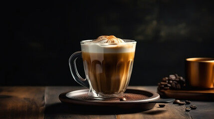 Nice Texture of Latte art on hot latte coffee. Generative Ai