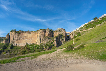 Fototapeta na wymiar Ronda Cliff with El Tajo Gorge and Puente Nuevo Bridge - Ronda, Andalusia, Spain